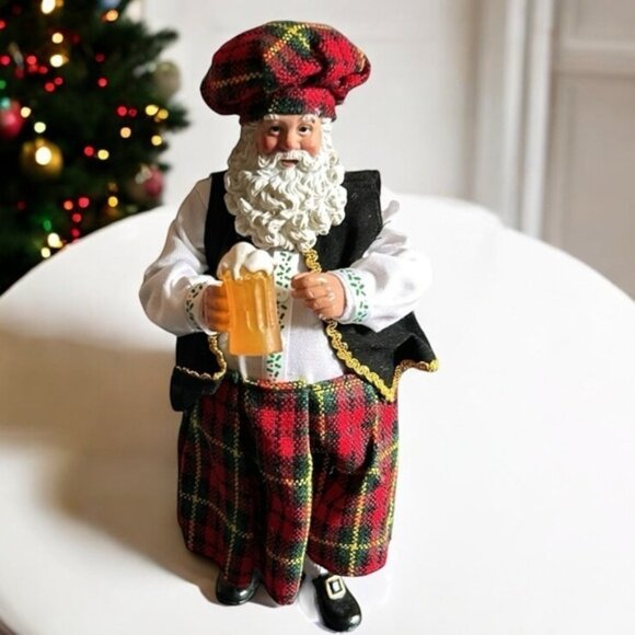 Santa Claus Scottish Plaid Kilt Figure with Beer Stein Rare - Picture 7 of 7